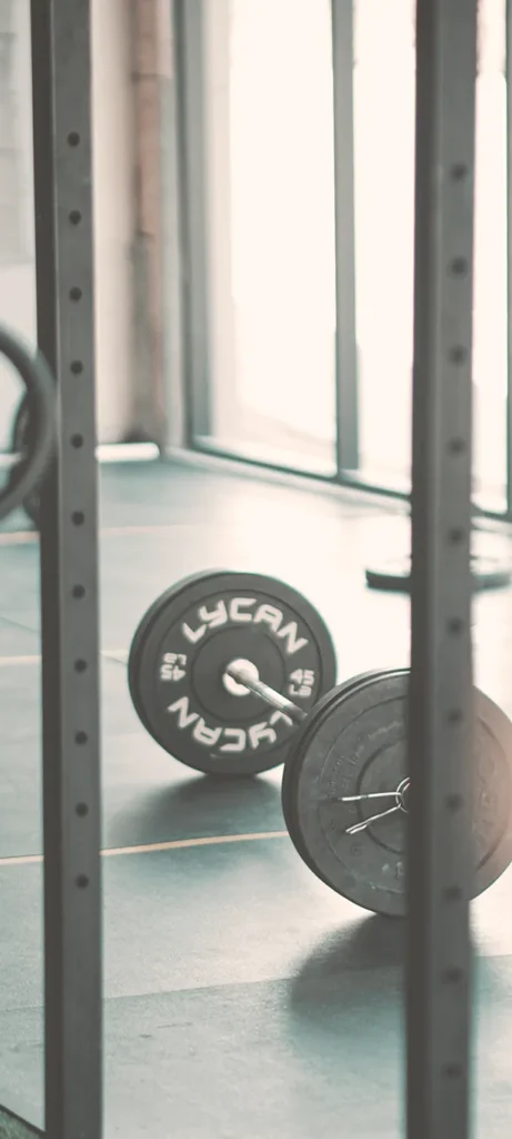 Skivstång och träningsredskap på gymmet - hälsocoach
